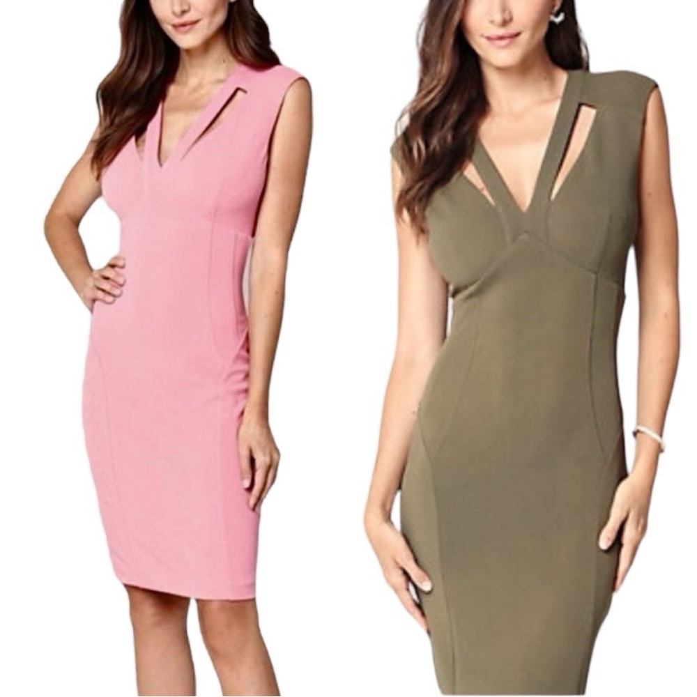 Bebe Pink Bodycon Cut Out Mini Dress Priscilla Textured Crepe Cocktail Party XXS